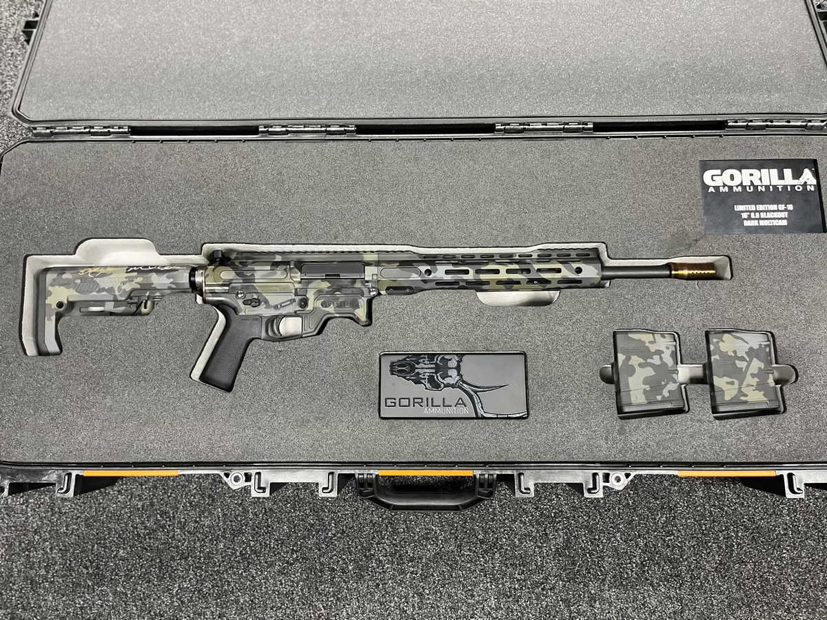 Gorilla Firearms GF-10 Chambered in 8.6 Blackout Painted in Dark Multicam Cerakote Pattern