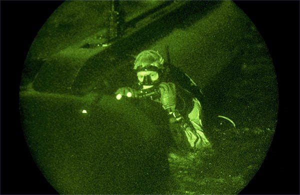 SDV pilot on the surface at night. (U.S. Navy photo by PHC(NAC/DV) Johnny R. Wilson)