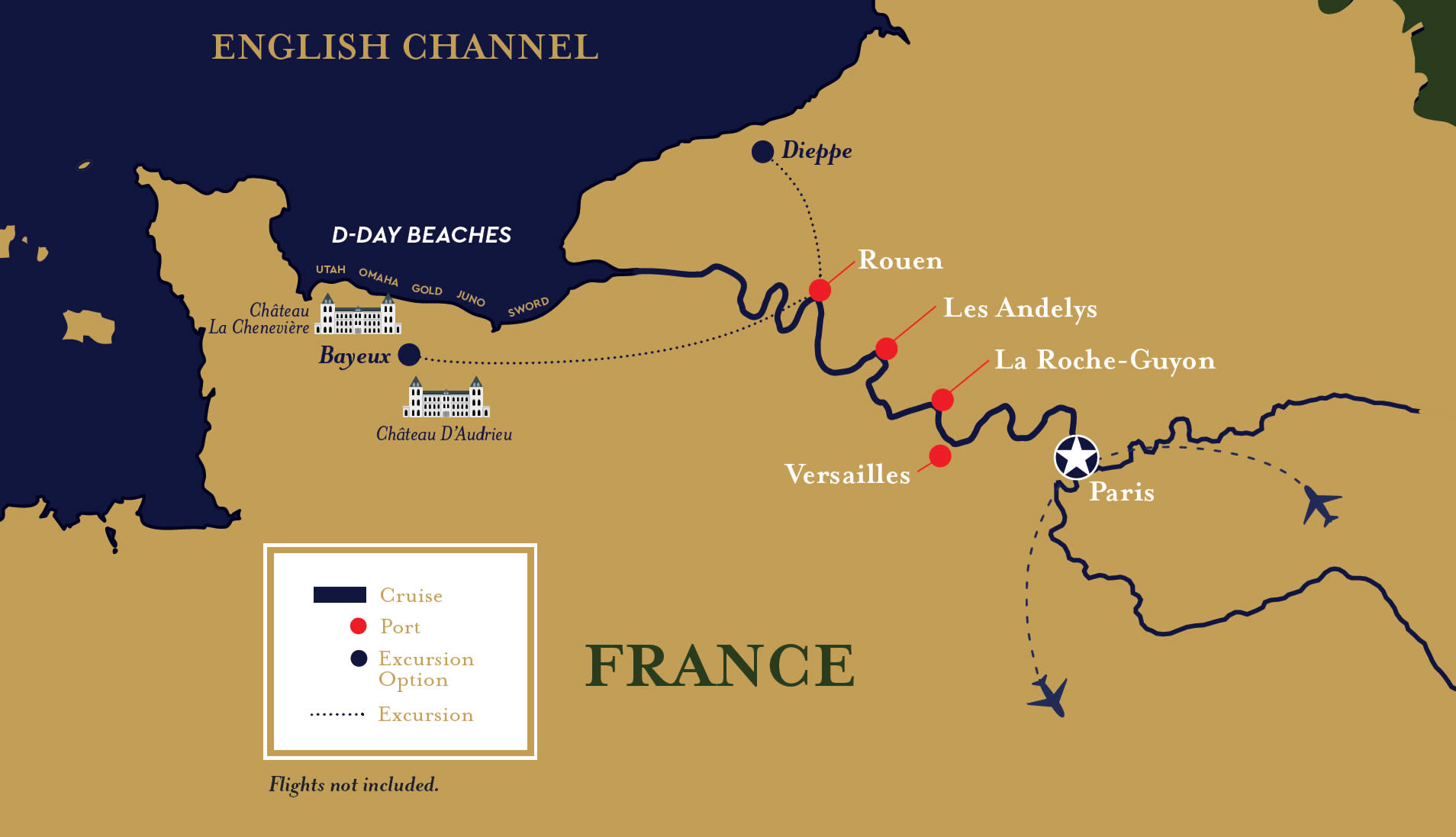 PARIS TO POINTE DU HOC tour map PARIS TO POINTE DU HOC tour map