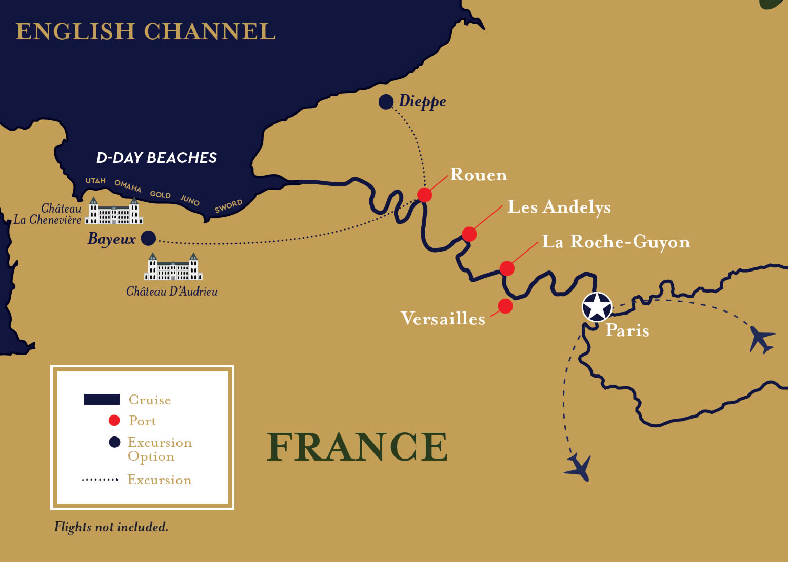 PARIS TO POINTE DU HOC tour map PARIS TO POINTE DU HOC tour map